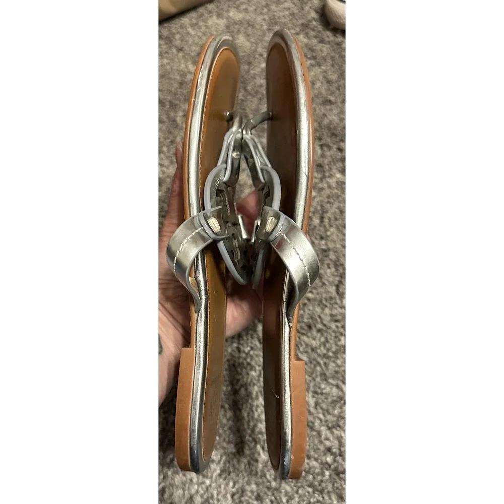 Tory Burch Miller Metallic Silver Leather Sandals - Approx size 7 (10" long) - Picture 5 of 14